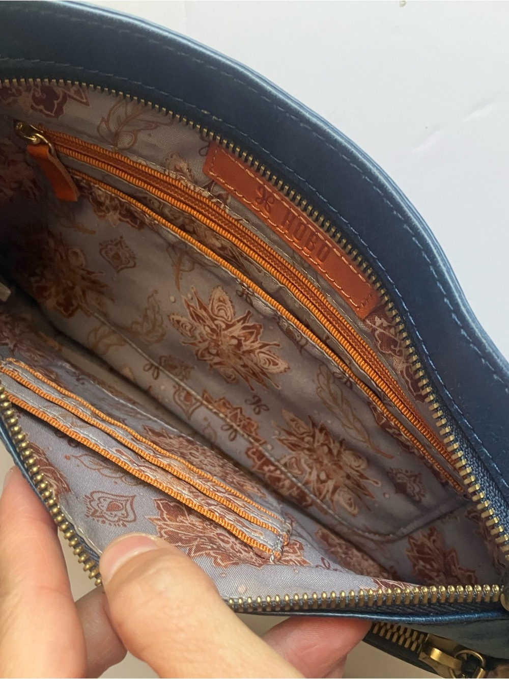 HOBO Cassie Crossbody - Deep Blue Leather with Gold Hardware - Picture 8 of 15